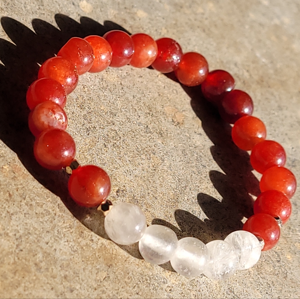 🤍3/$30 Boho Quartz & Glass Bead Bracelet